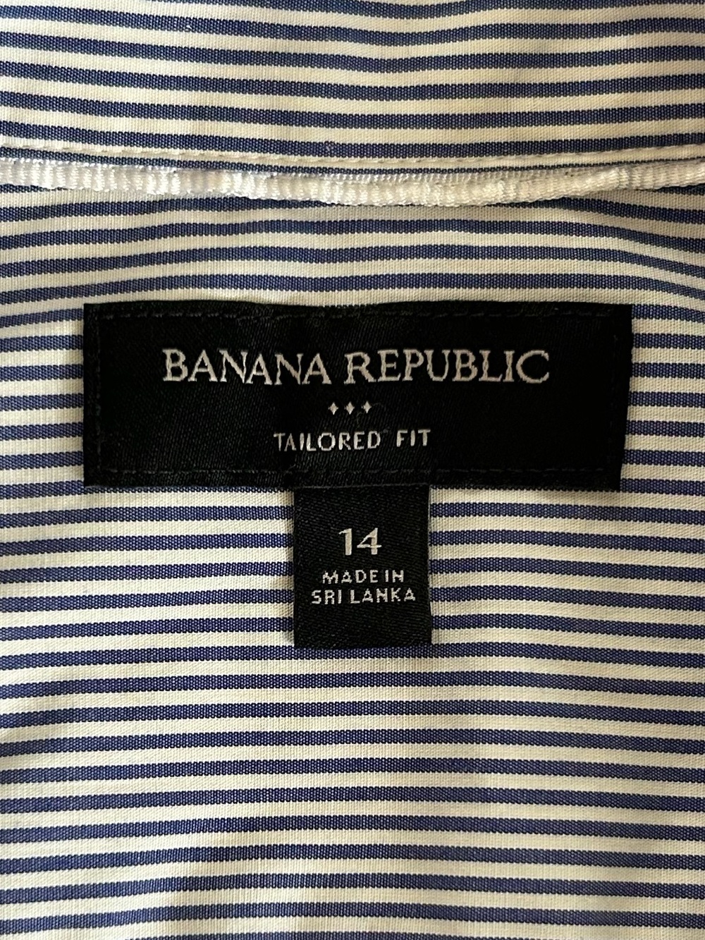 Banana Republic | Women’s Navy/White Striped Tailored Fit Button-Up Shirt Sz 14 - Picture 14 of 16